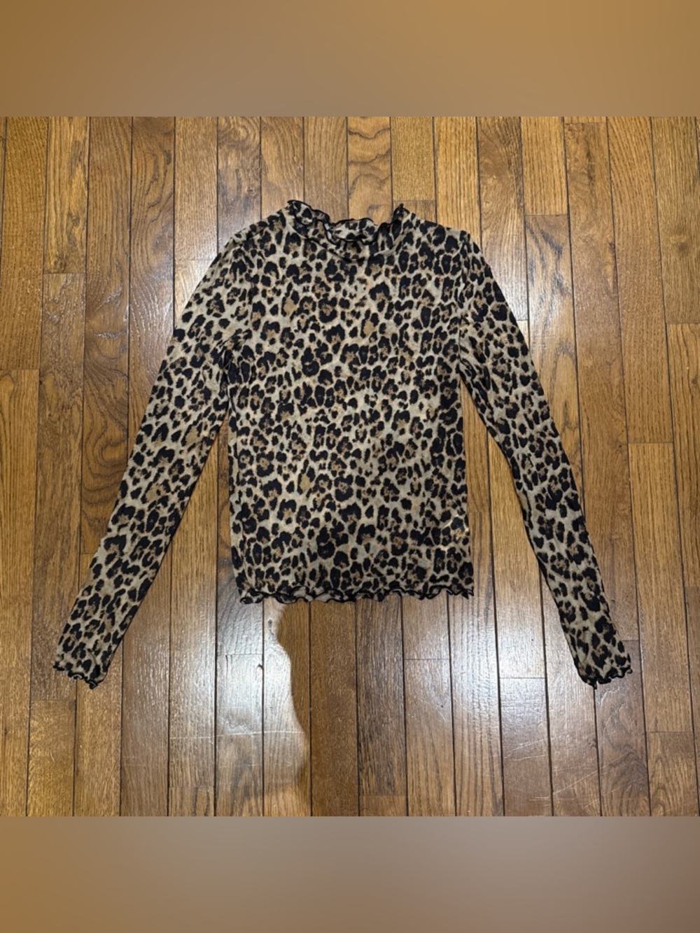 Forever 21 Leopard Print Long Sleeve Top - Beige & Black